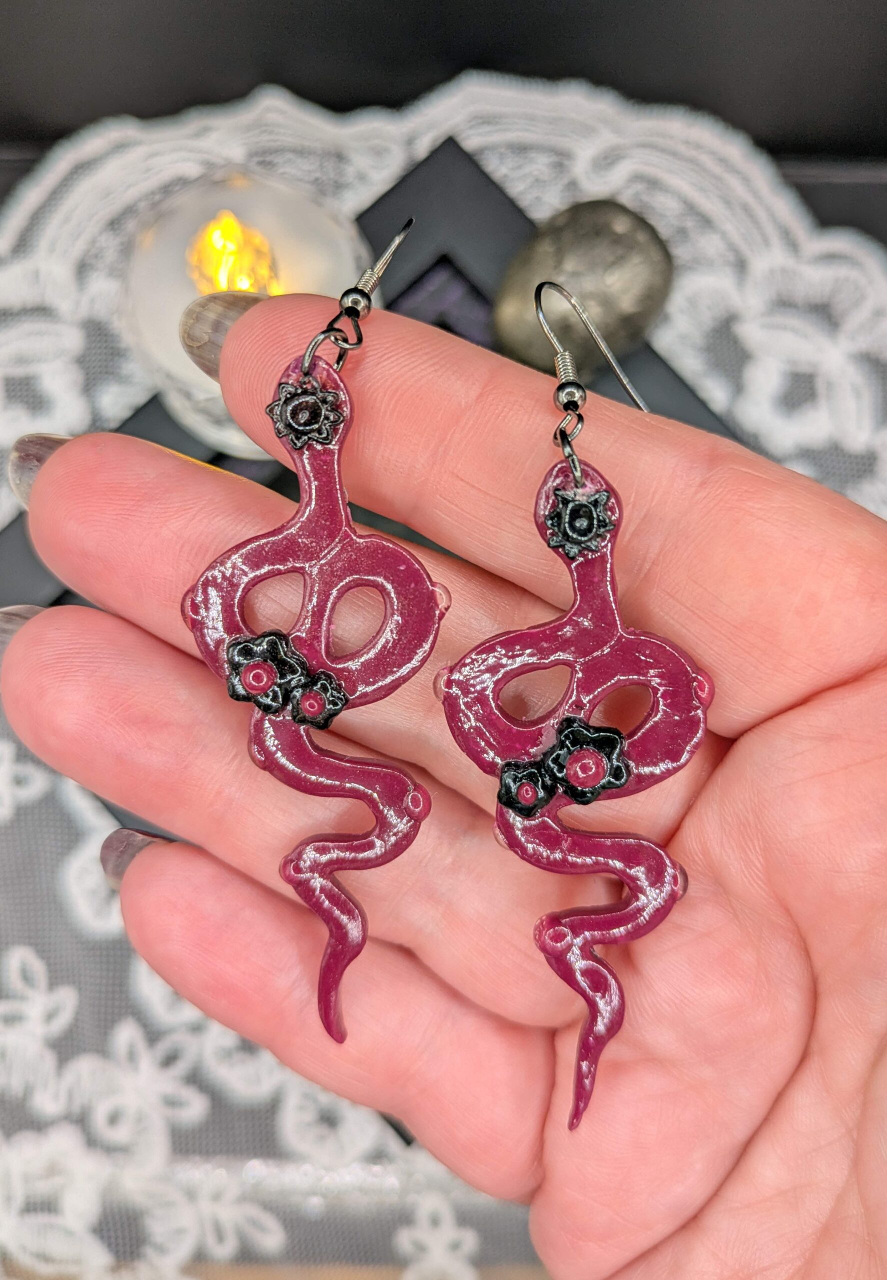 Floral Snake Earrings