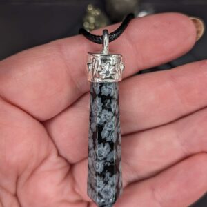 Snowflake Obsidian Crystal Point Pendant
