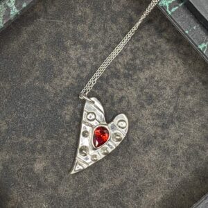 Fine Silver Steampunk Heart Pendant