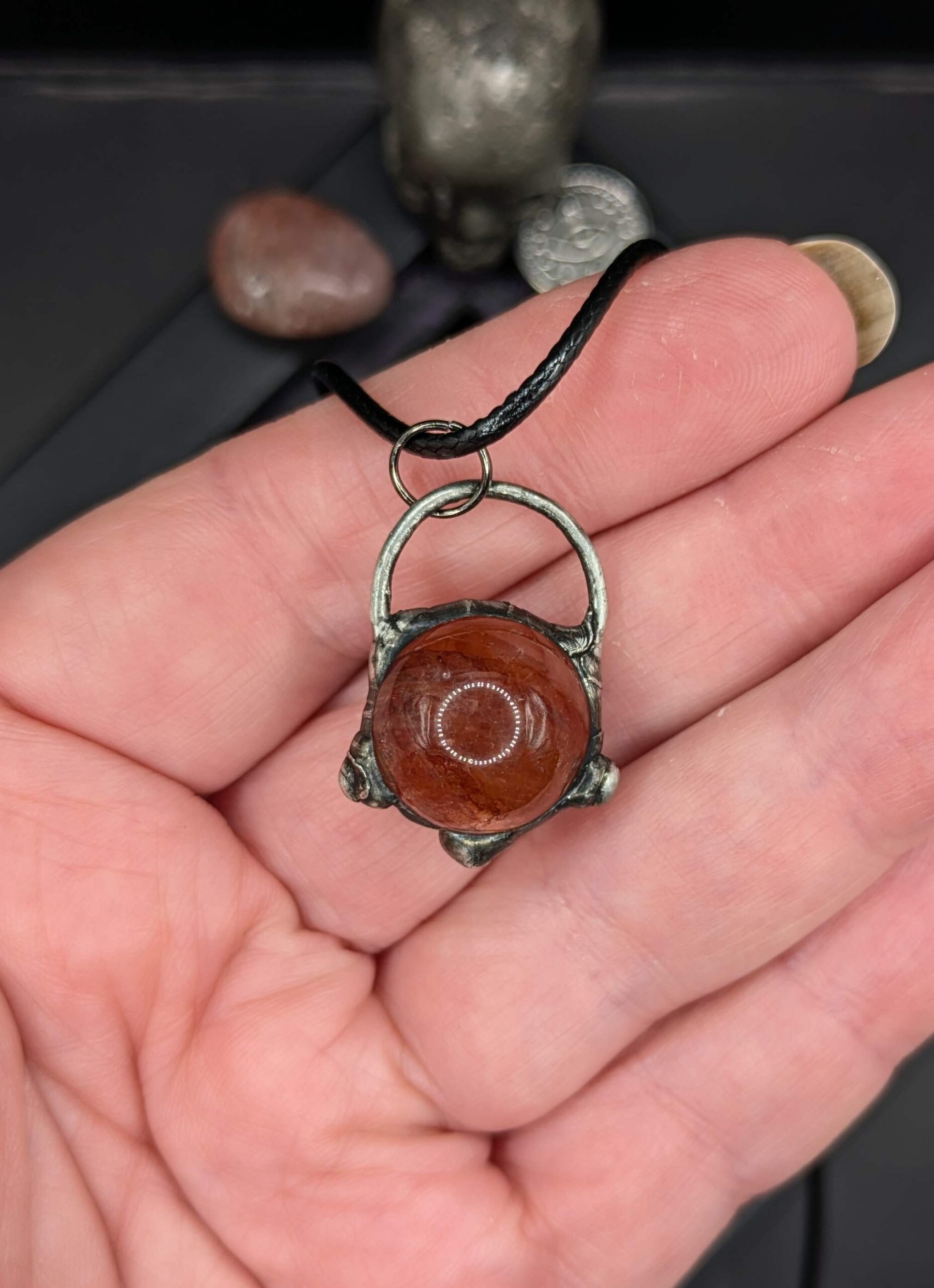 Fire Quartz Sphere Pendant